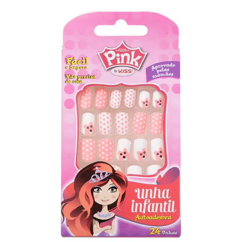 Kiss New York Pink Infantil Color Change Urso - Unhas Postiças
