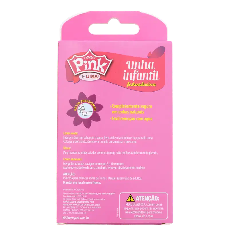 Kiss New York Pink Infantil Pop Princess Coração - Unhas Postiças