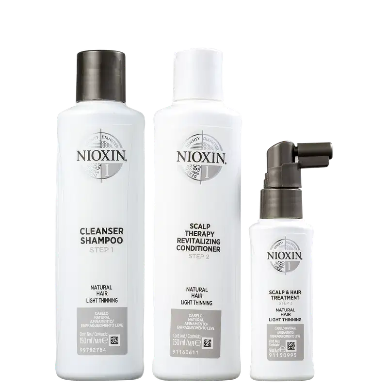 Kit Nioxin Trial Sistema 1 de Tratamento Contra Afinamento Capilar  (3 Produtos)