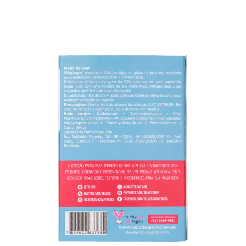 Bruna Tavares Pausa para Feminices SOS Make Up - Diluidor de Maquiagem 10ml