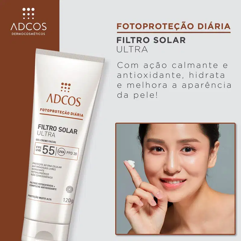 Adcos Fotoproteção Diária Ultra FPS 55 - Protetor Solar 120g