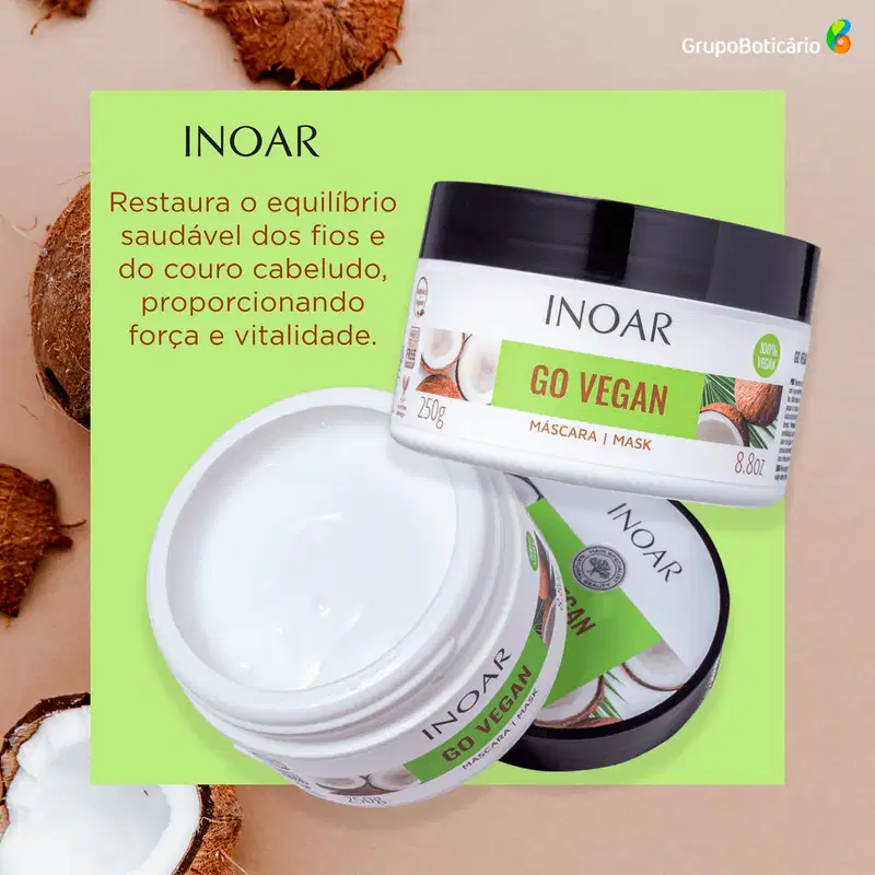 Inoar Go Vegan Hidratação e Nutrição - Máscara Capilar 250g