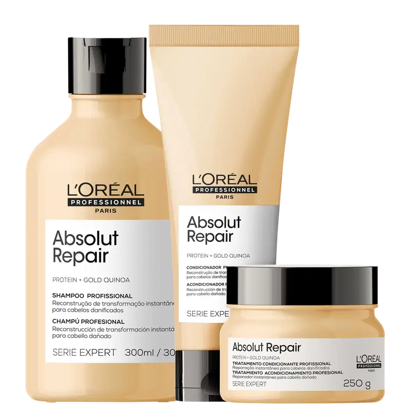 Kit L'Oréal Professionnel Serie Expert Absolut Repair Gold Quinoa + Protein Trio (3 Produtos)