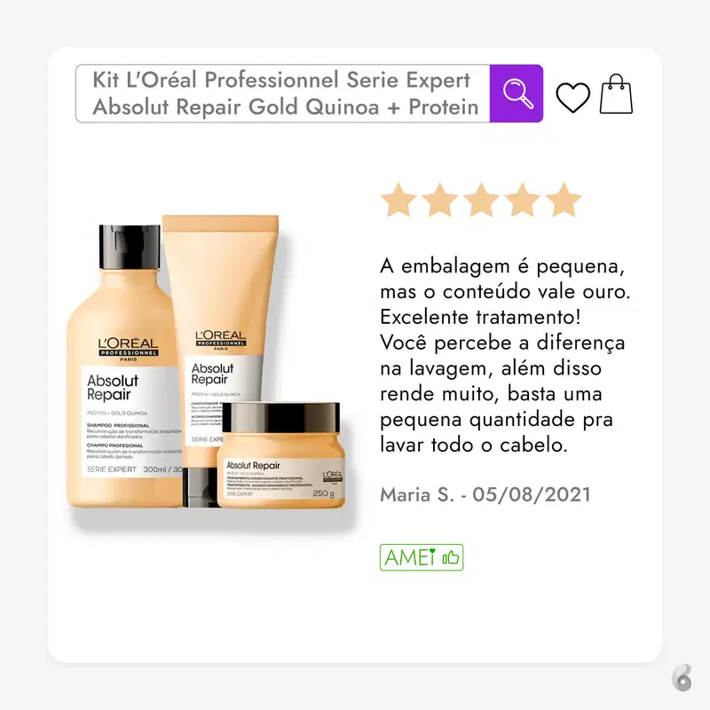 Kit L'Oréal Professionnel Serie Expert Absolut Repair Gold Quinoa + Protein Trio (3 Produtos)