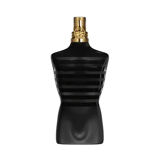 Perfume Le Male Le Parfum Jean Paul Gaultier, com frasco inspirado no torso masculino icônico da maison.