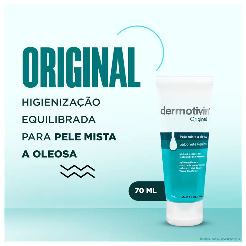 Dermotivin Original Pele Mista - Sabonete Líquido Facial 70ml