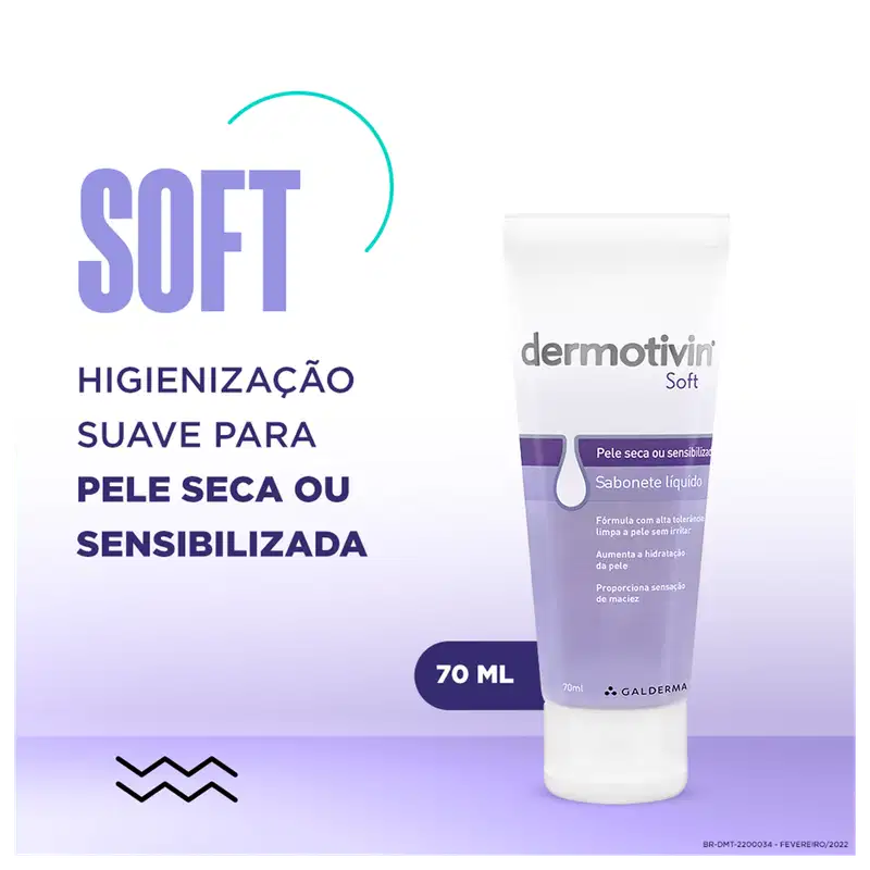 Dermotivin Soft Pele Seca ou Sensibilizada - Sabonete Líquido Facial 70ml