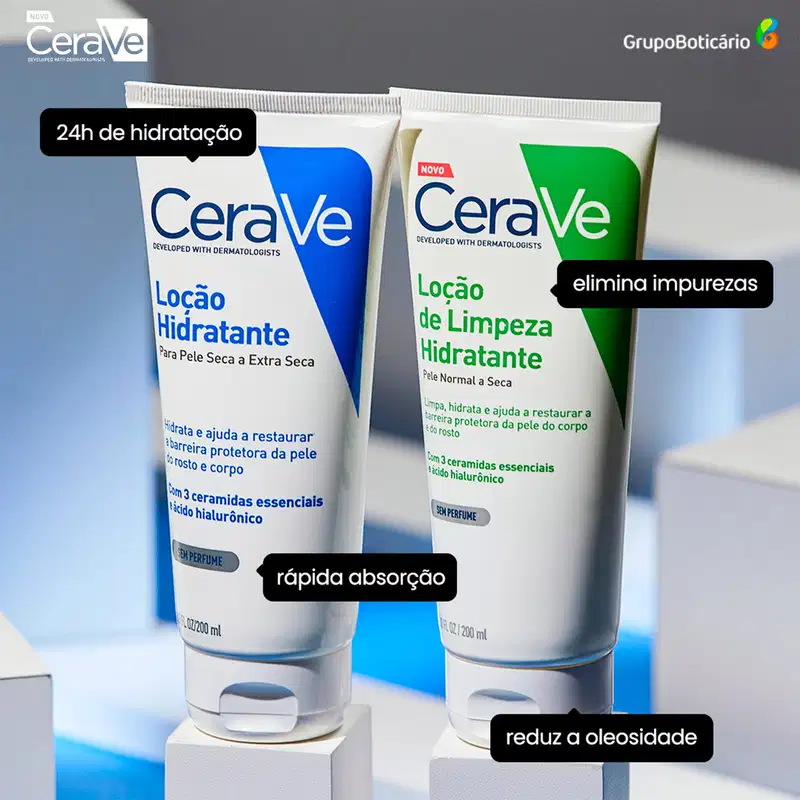 CeraVe para Pele Seca a Extra Seca - Loção Hidratante Facial e Corporal Sem Perfume 200ml