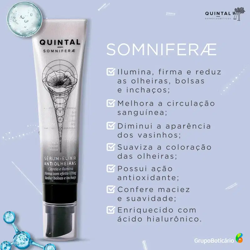 Quintal Somniferae Sérum-Elixir Antiolheiras - Creme para Olheiras 15g