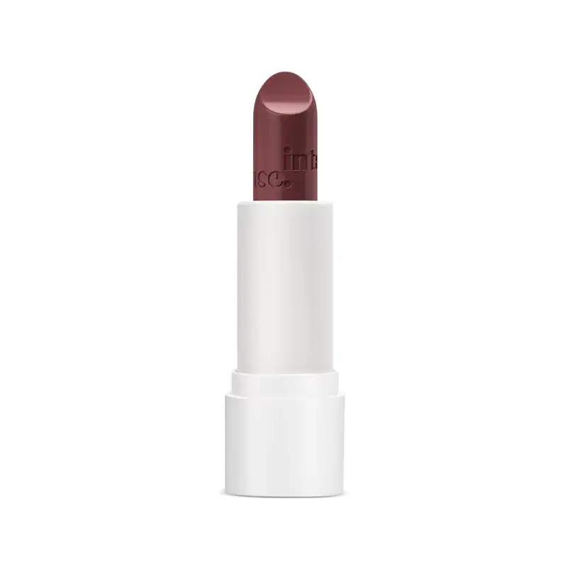 Batom de acabamento mate na cor rosa telha, em embalagem branca, da marca Intense Pop!


