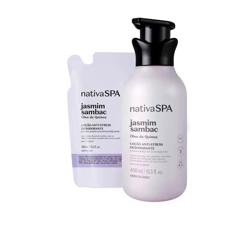 Combo Nativa SPA Jasmim Sambac: Loção Corporal 400ml + Refil 400ml