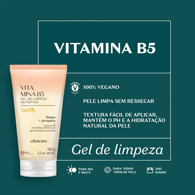 o Boticário Vitamina B5 Botik Nutritivo - Gel de Limpeza Facial 150g