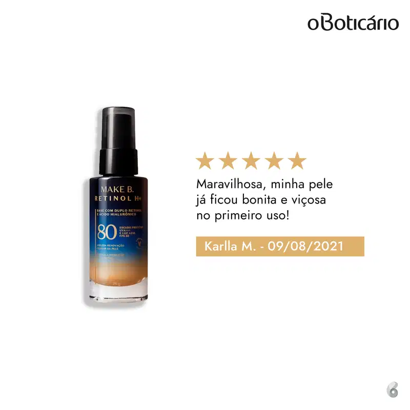 o Boticário Make B. Retinol H+ FPS 80 Cor 53 - Base Líquida 26g