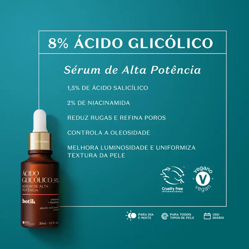 o Boticário Botik Ácido Glicólico 8% - Sérum Facial 30ml
