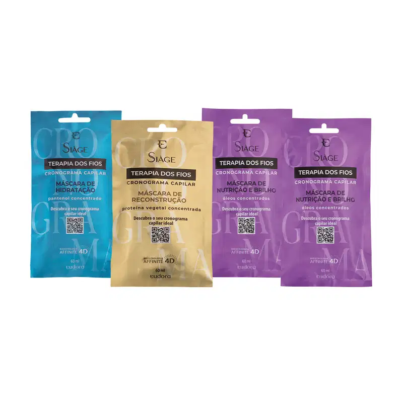 Combo Cronograma Capilar Nutrição Siàge Terapia dos Fios 60ml cada (4 itens)