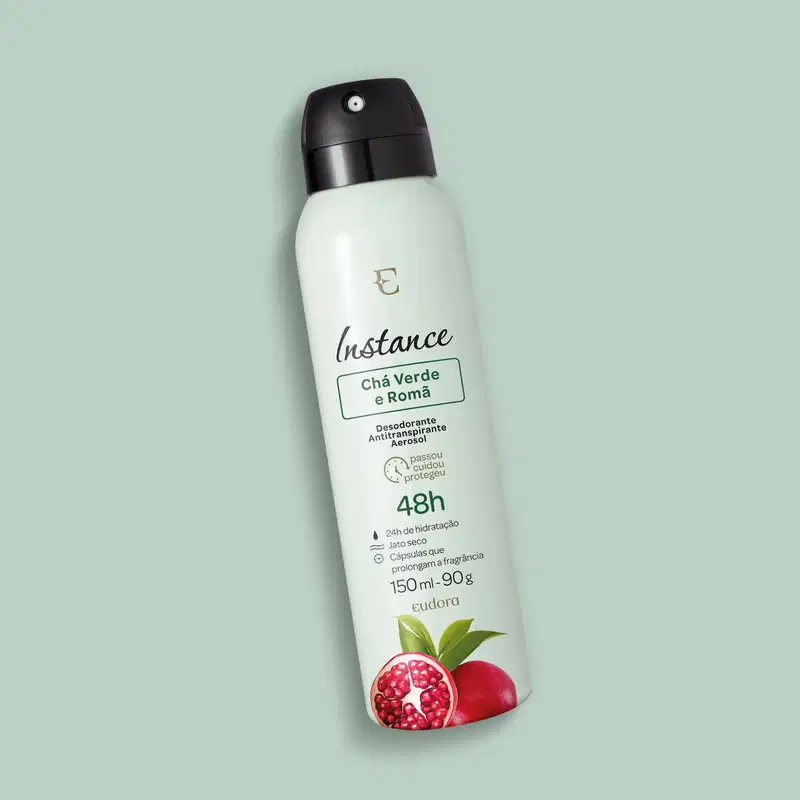 Eudora Instance Chá verde e Romã - Desodorante Antitranspirante Aerossol 150ml