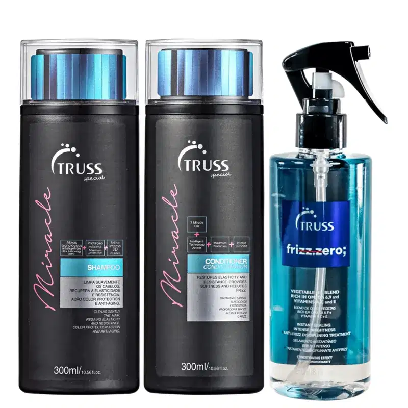 Kit Truss Miracle Shampoo 300ml + Condicionador 300ml + Frizz Zero 260ml