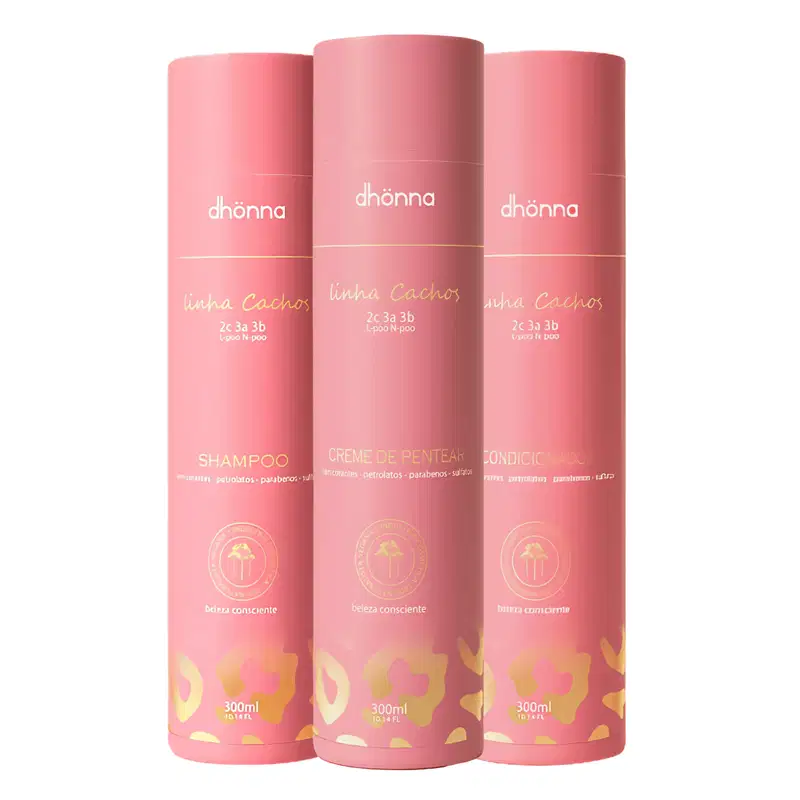 Trio Cachos Creme de Pentear, Shampoo e Condicionador - Dhonna | Trio Ideal para Cachos Definidos e Hidratados