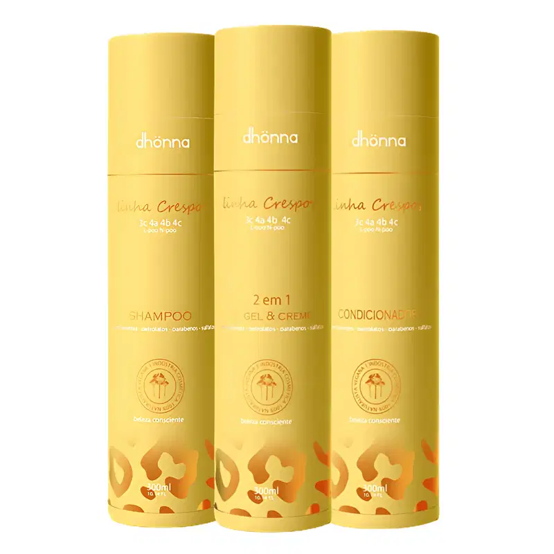 Trio Crespos Gel Creme, Shampoo e Condicionador - Dhonna | Trio Ideal para Crespos Definidos e Hidratados