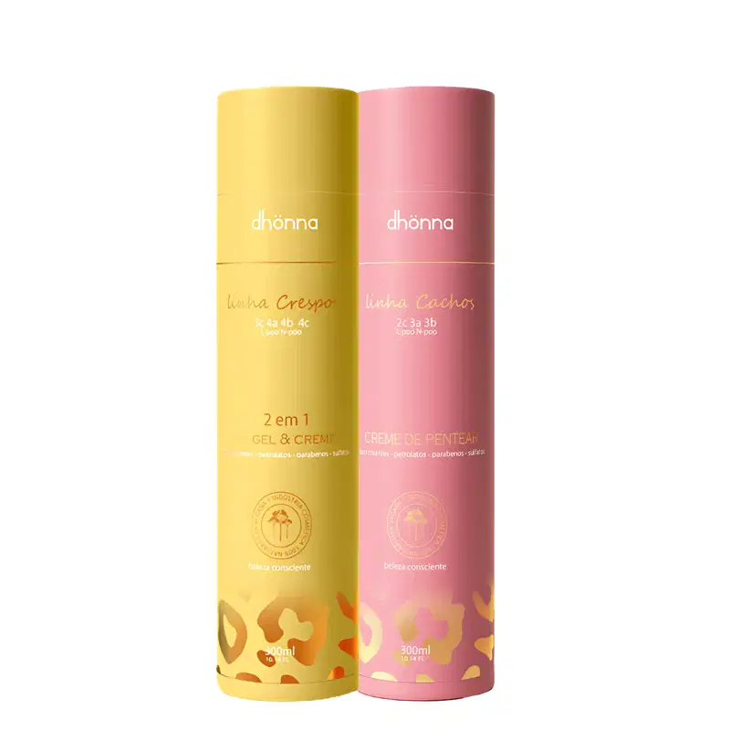 Duo Mix Creme de Pentear Cachos e Gel Creme Crespos 300mL - Dhonna | Cachos Hidratados, Definidos e Sem Frizz