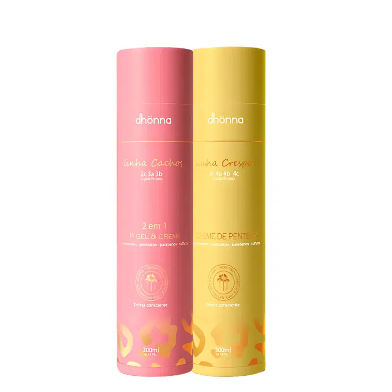 Duo Mix Creme de Pentear Crespos e Gel Creme Cachos 300mL - Dhonna | O Combo Perfeito para Fios Definidos