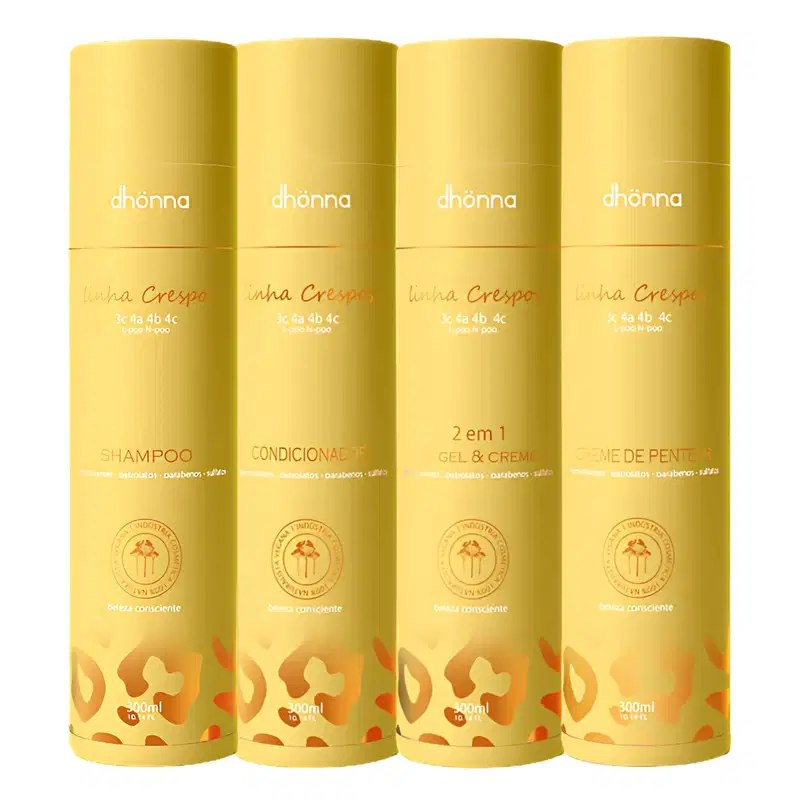Kit Crespos Shampoo, Condicionador, Creme e Gel - Dhonna | Cachos Definidos e Hidratados