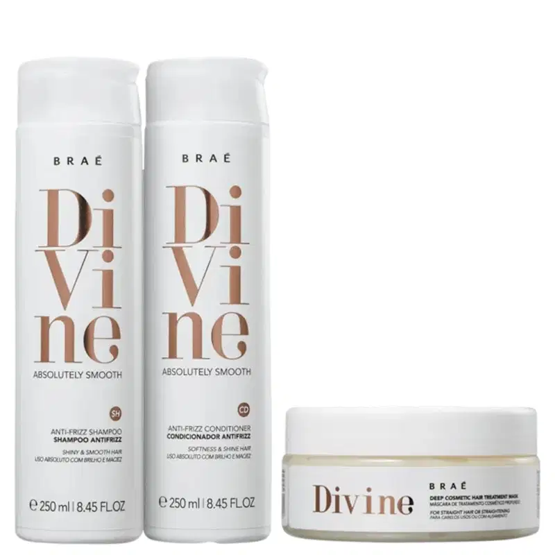 Kit Braé Divine - Shampoo 250ml + Condicionador 250ml + Máscara 200g