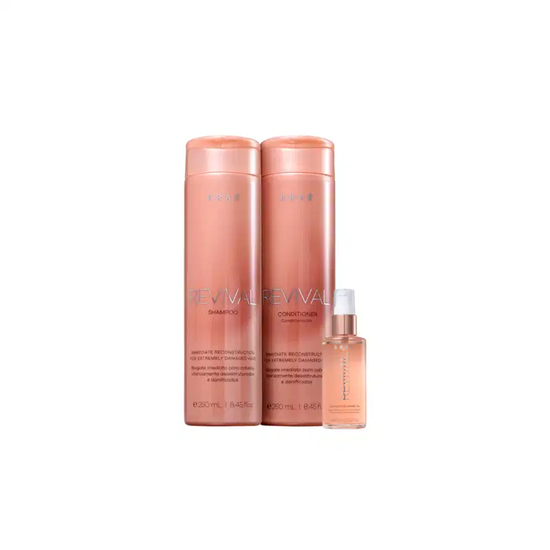 Kit Shampoo, Condicionador e Shine Oil Revival BRAÉ