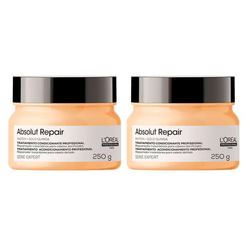 KIT L'ORÉAL PROFESSIONNEL SERIE EXPERT ABSOLUT REPAIR GOLD QUINOA MÁSCARA DE REPARAÇÃO 250G  2 UNID