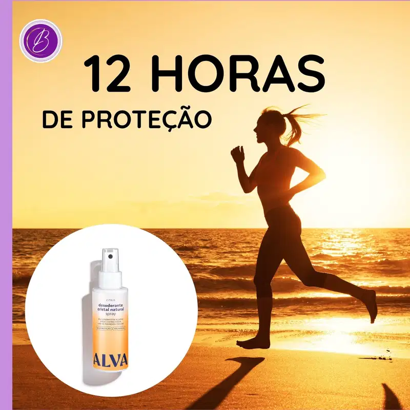 Kit Cristal Natural Alva: Trio 3 Desodorantes Spray 120ml 12 Horas de Proteção Citrus
