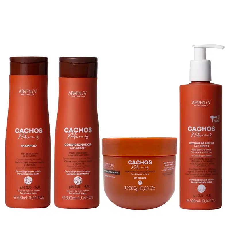 Kit Arvensis Professional Cachos Naturais - Shampoo 300ml + Ativador 300ml + Geleia Alta Fixação 300g