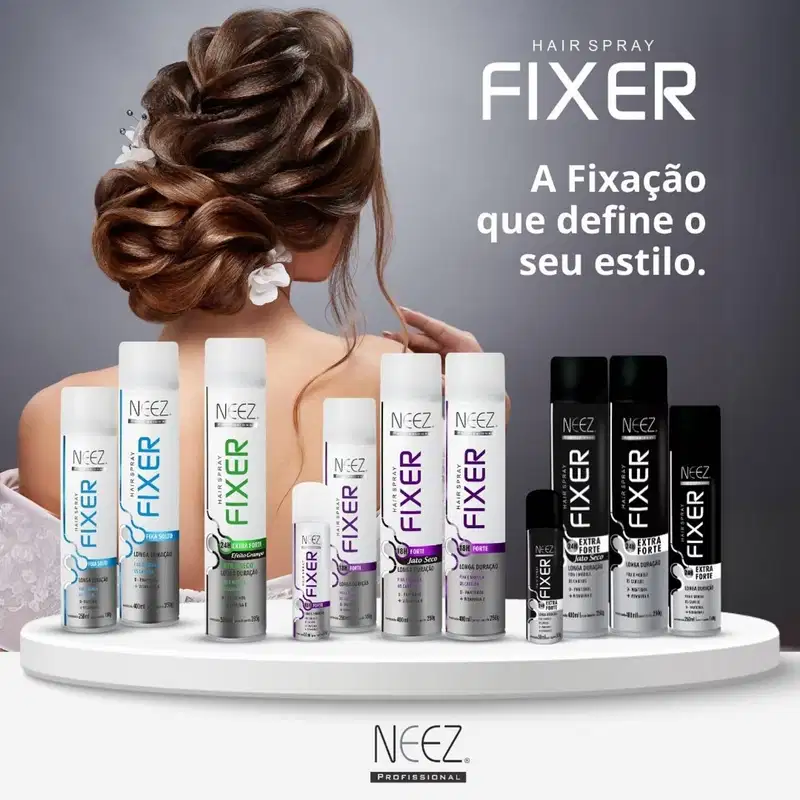 Kit 6 Spray Fixador De Cabelo Profissional Neez Laque Capilar Fixa Solto Longa Duração 250ml