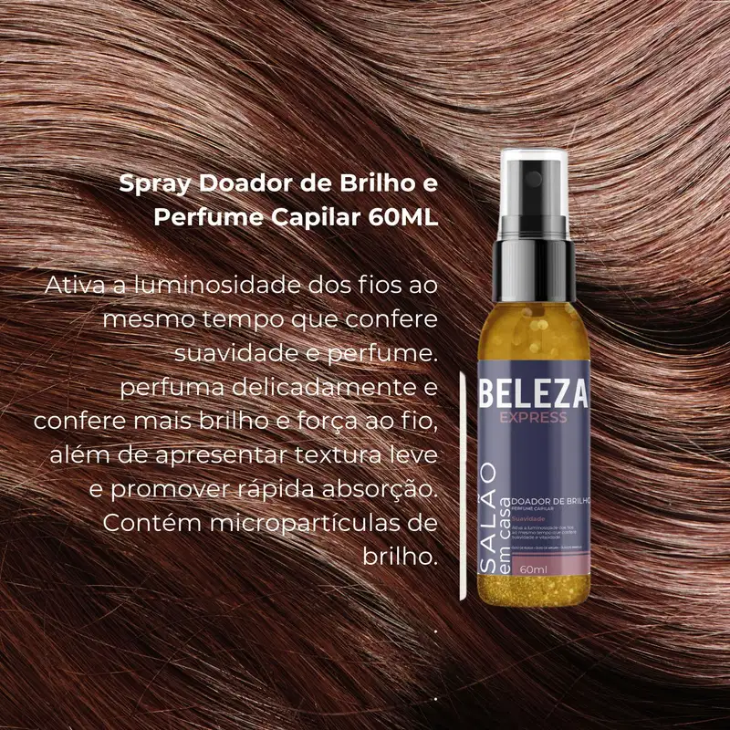 Kit secador 5 em 1 spray de brilho e perfume Beleza Express