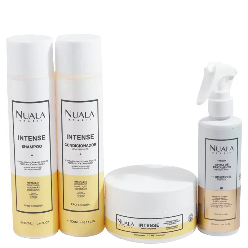Kit Nuala Reconstrução Intense Shampoo + Condicionador + Máscara + Leave-in (4 Produtos)