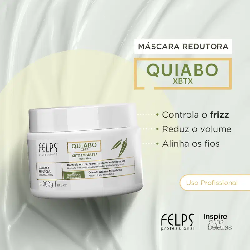 Kit Shampoo Antiresíduos 250ml + XBTX Quiabo 300g - Felps Professional.