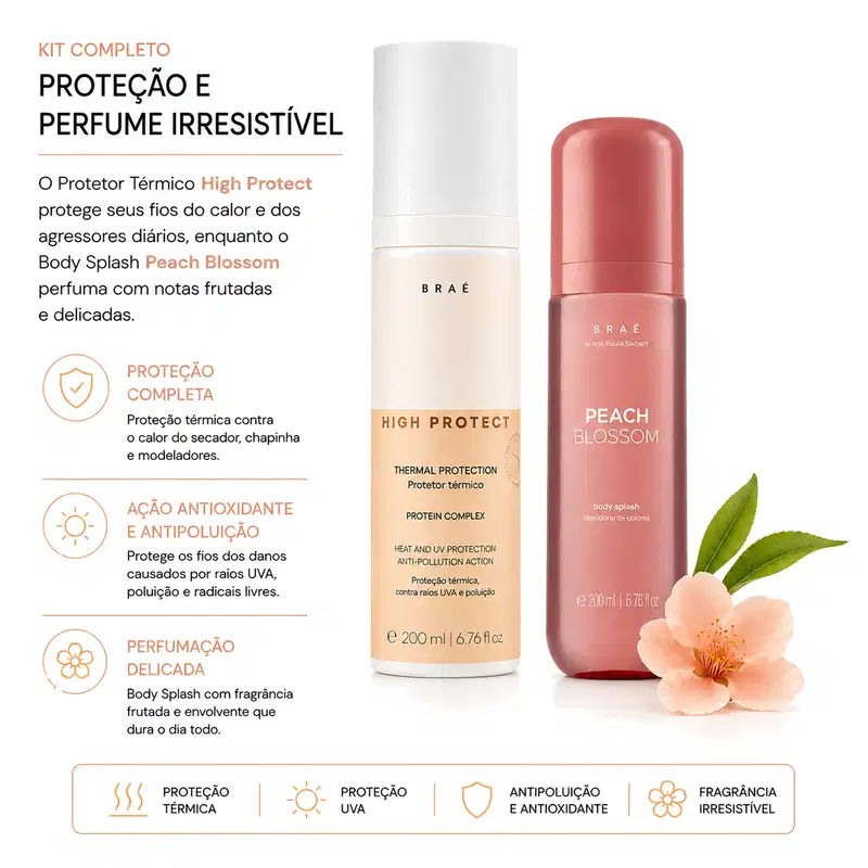Kit High Protect   + Body Splash Peach Blossom 200ml