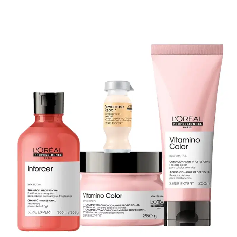 Quarteto L'Oréal Professionnel Vitamino Color Inforcer Protein for Home (4 Produtos)