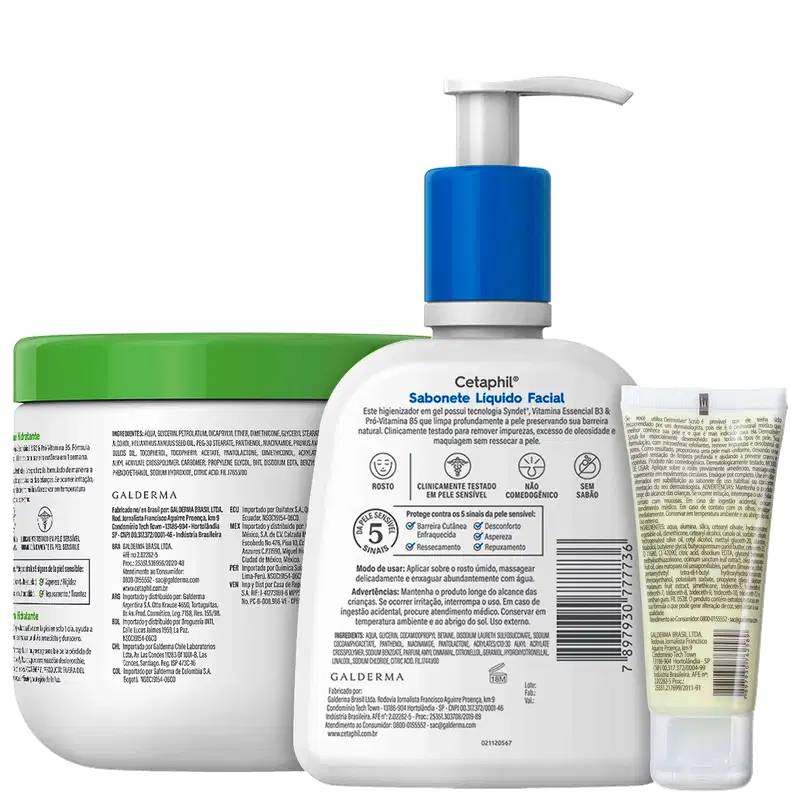 Kit Limpeza, Hidratação e Esfoliação Trio (3 Produtos)