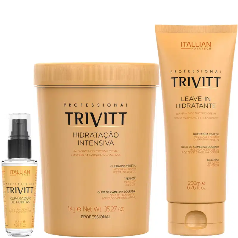 Trivitt - Kit Máscara 1Kg + Leave In 200ml + Reparador 30ml