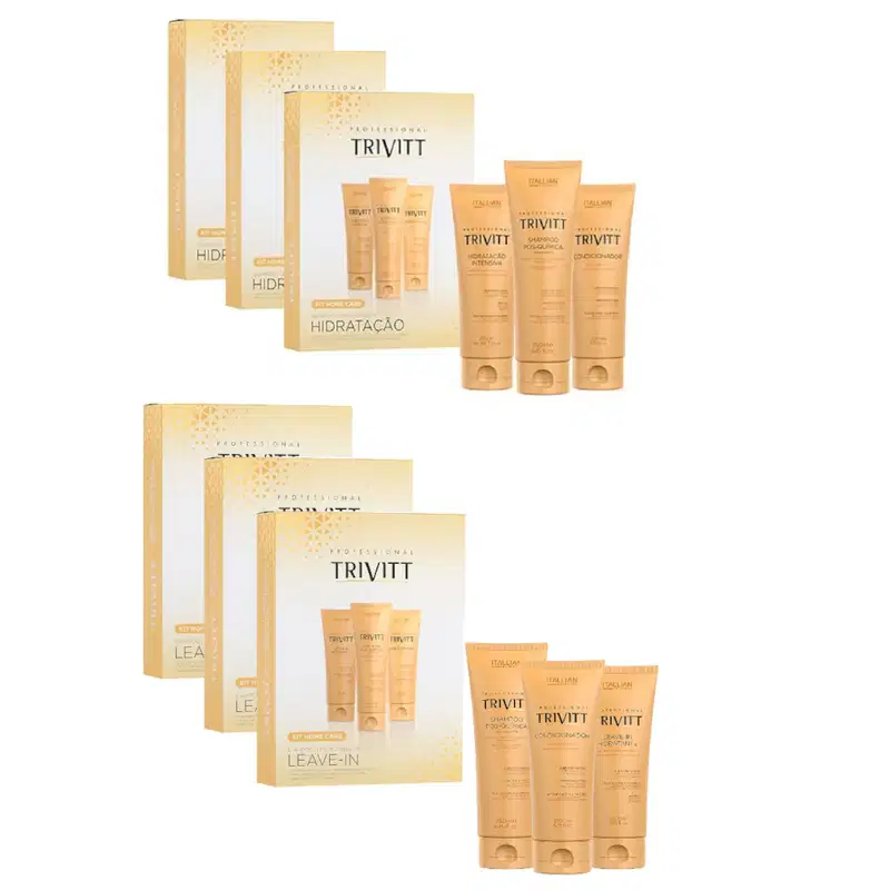 6 Kits Trivitt Home Care com Hidratação e Leave-in