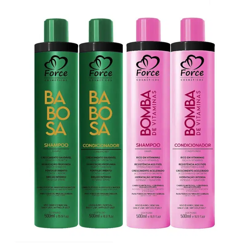 Kit Nutrição Capilar Shampoo e Condicionador Bomba de Vitaminas e Babosa 4x500ml