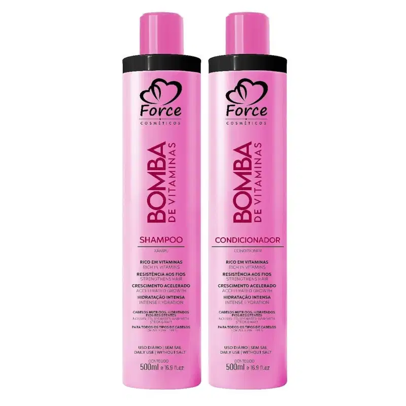 Kit Nutrição Capilar Shampoo e Condicionador Bomba de Vitaminas e Babosa 4x500ml