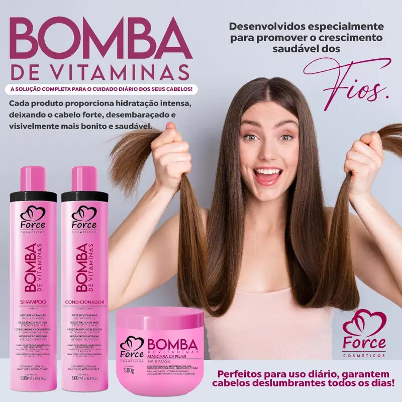 Kit Nutrição Capilar Shampoo e Condicionador Bomba de Vitaminas e Babosa 4x500ml