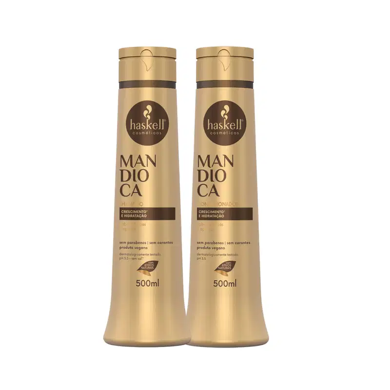 Kit Shampoo e Condicionador para Hidratação e Fortalecimento Haskell Mandioca 500ml