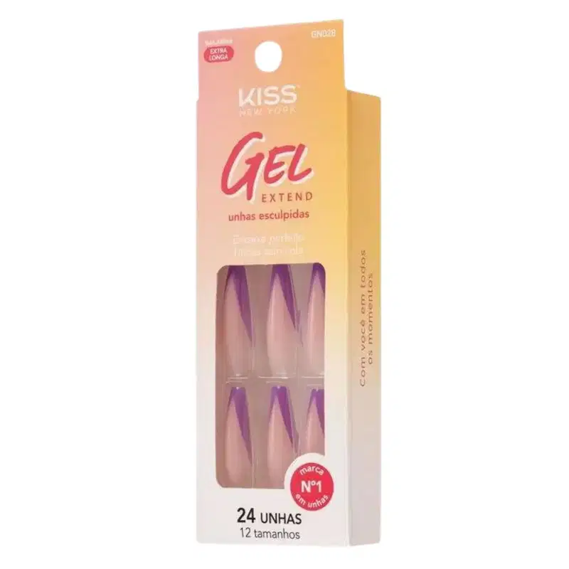 Unhas Postiças Kiss Ny Gel Extend Bailarina Com 24un Gn02b