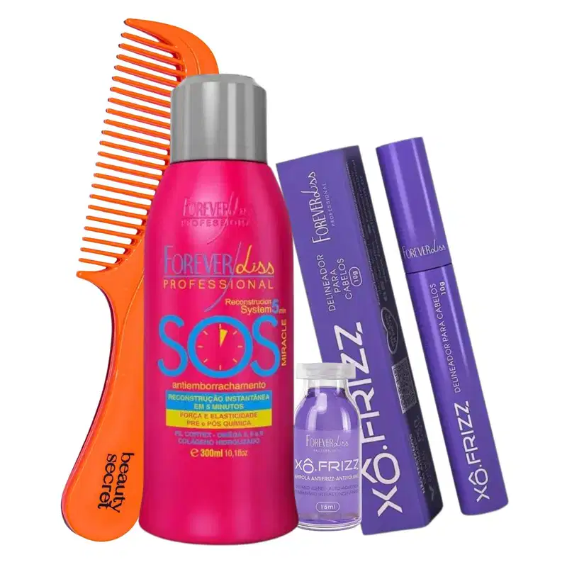 Kit Forever Liss Sos Ampola Modelado Xo Frizz e Pente Beauty