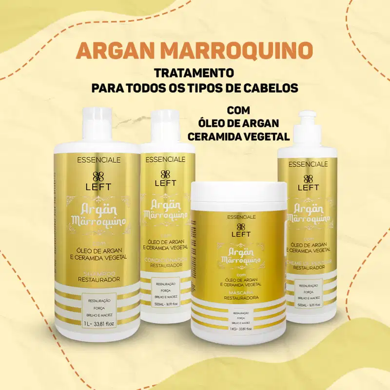 Kit Shampoo 500ml + Cond 300ml Argan e Ceramida Mini Pack Essenciale