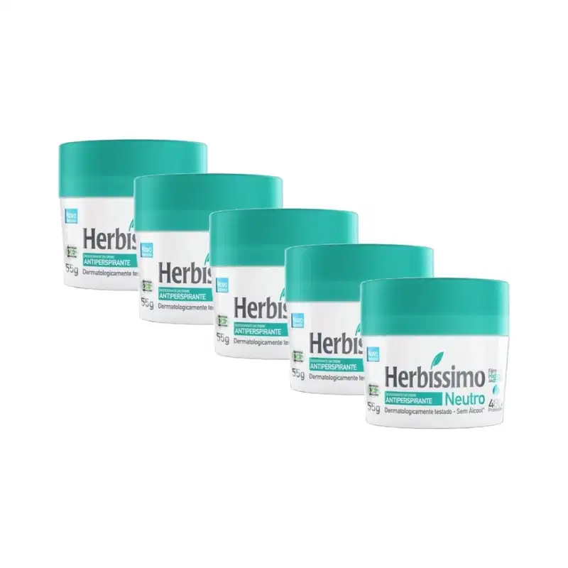 Kit Desodorantes Creme Herbissimo Neutro 55g (5 unidades)