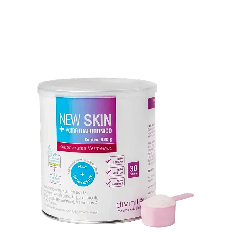 Divinitè New Skin + Ácido Hialurônico Frutas Vermelhas - Suplemento Alimentar em Pó 330g