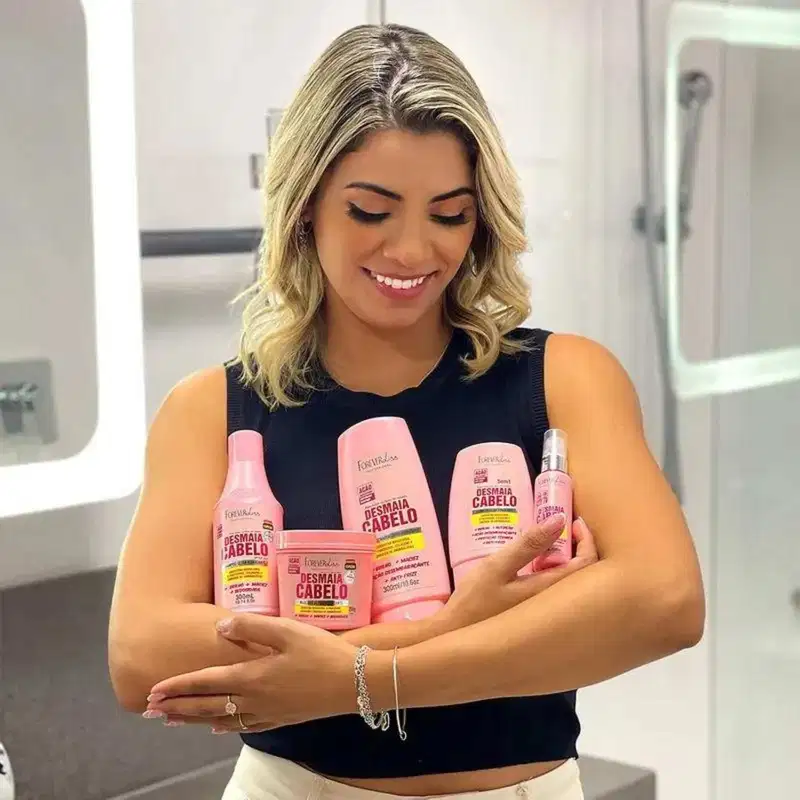 Kit Desmaia Cabelo Forever Liss Home Care Escova Rosa